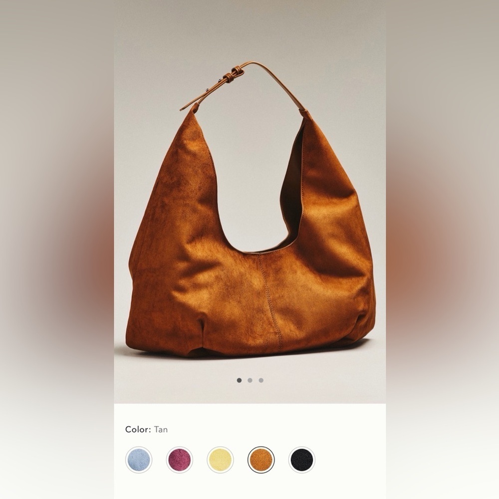 NWT new Anthropologie large faux suede slouchy bag purse tan Hobo Bag